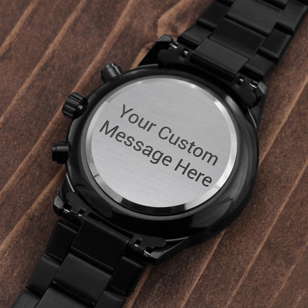 Black Chronograph Watch. Create Your Own Message