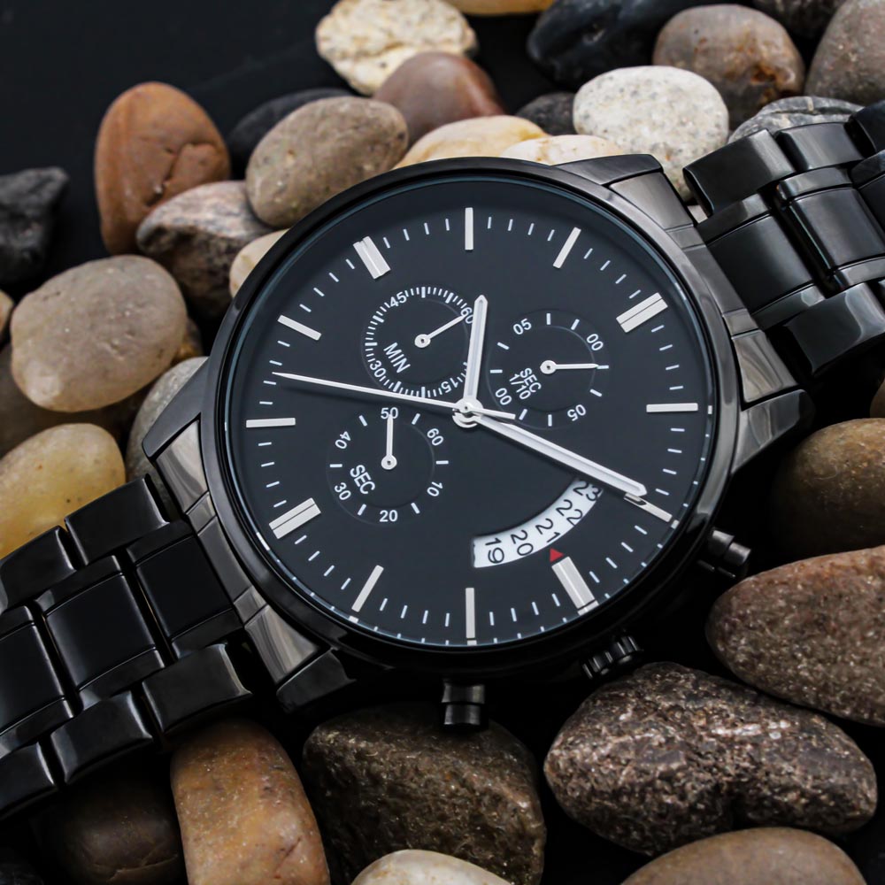 Black Chronograph Watch. Create Your Own Message