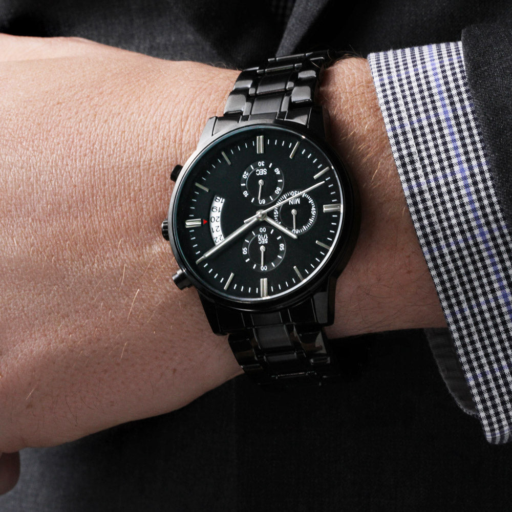 Black Chronograph Watch. Create Your Own Message