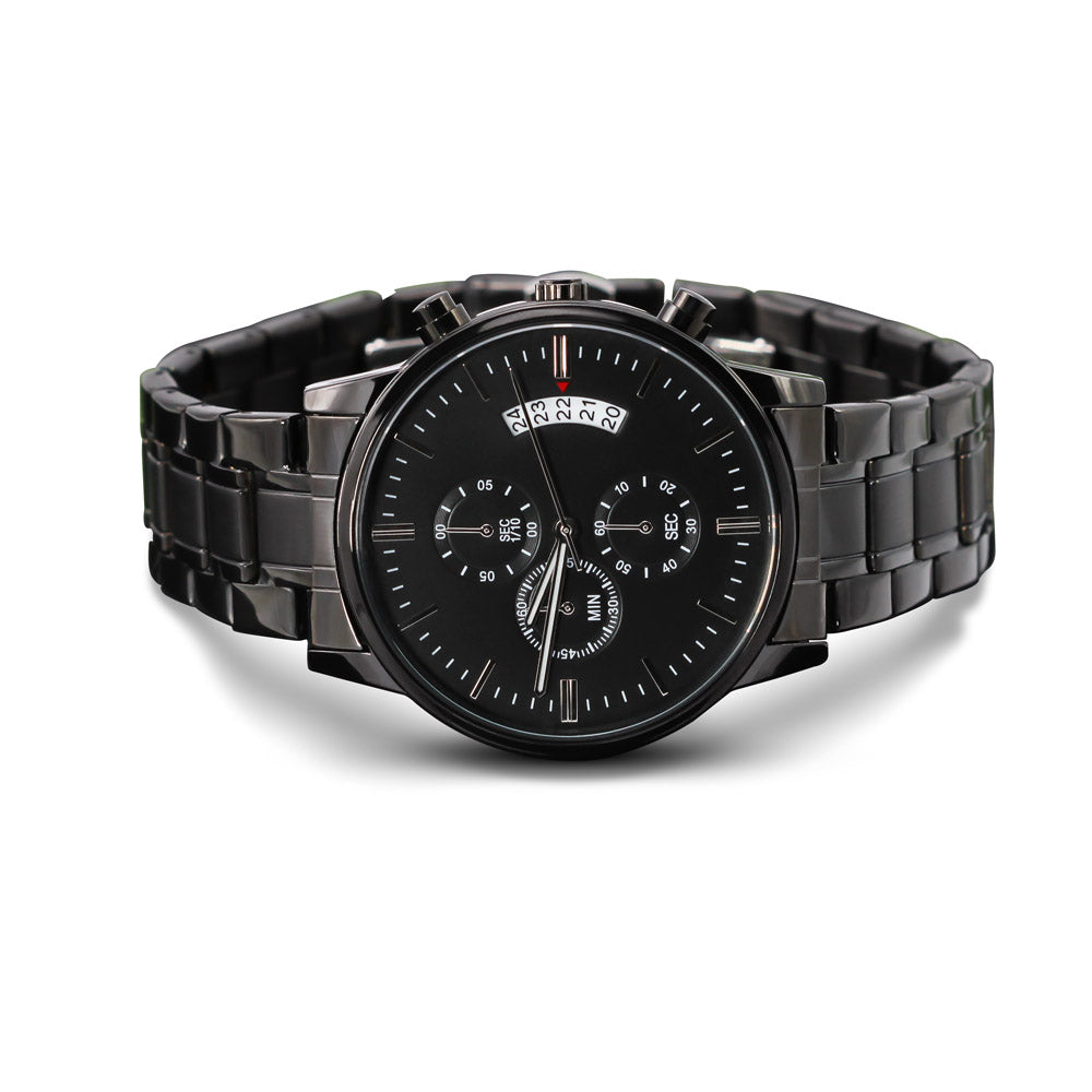 Black Chronograph Watch. Create Your Own Message