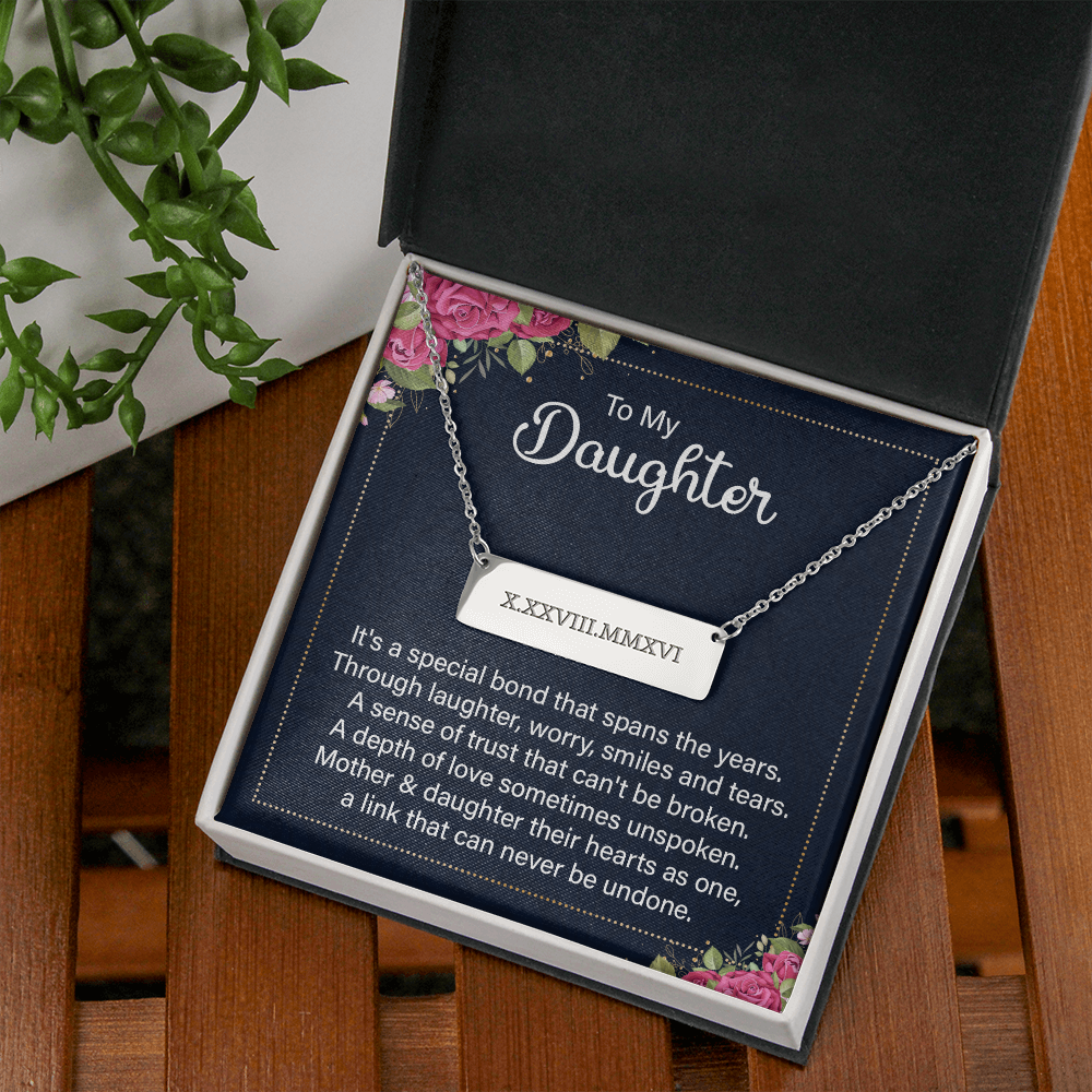 Roman Numerals Horizontal Bar Necklace Choose Silver Or Gold Color