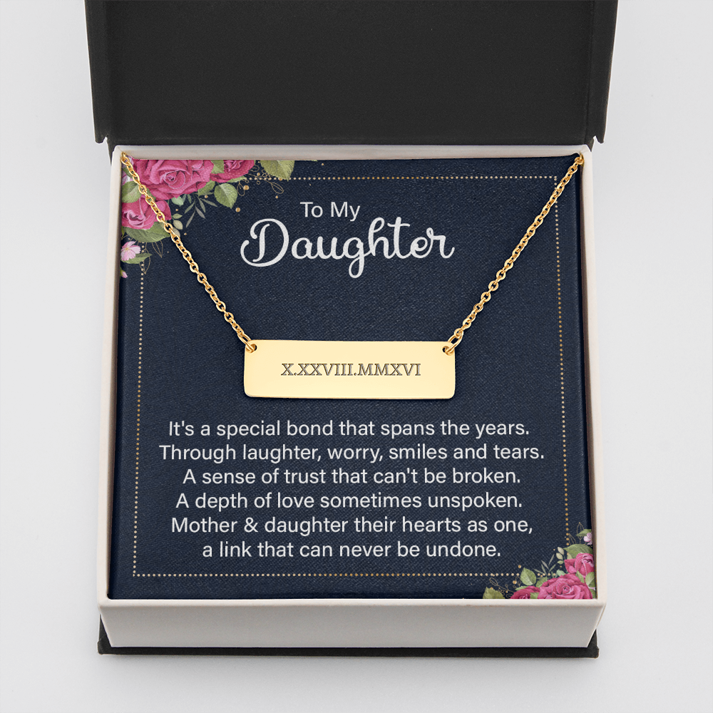 Roman Numerals Horizontal Bar Necklace Choose Silver Or Gold Color