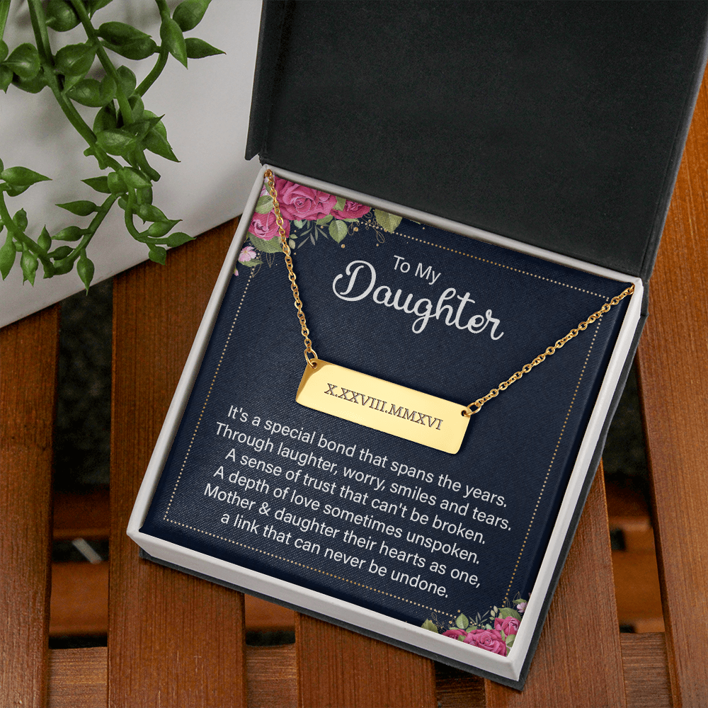 Roman Numerals Horizontal Bar Necklace Choose Silver Or Gold Color