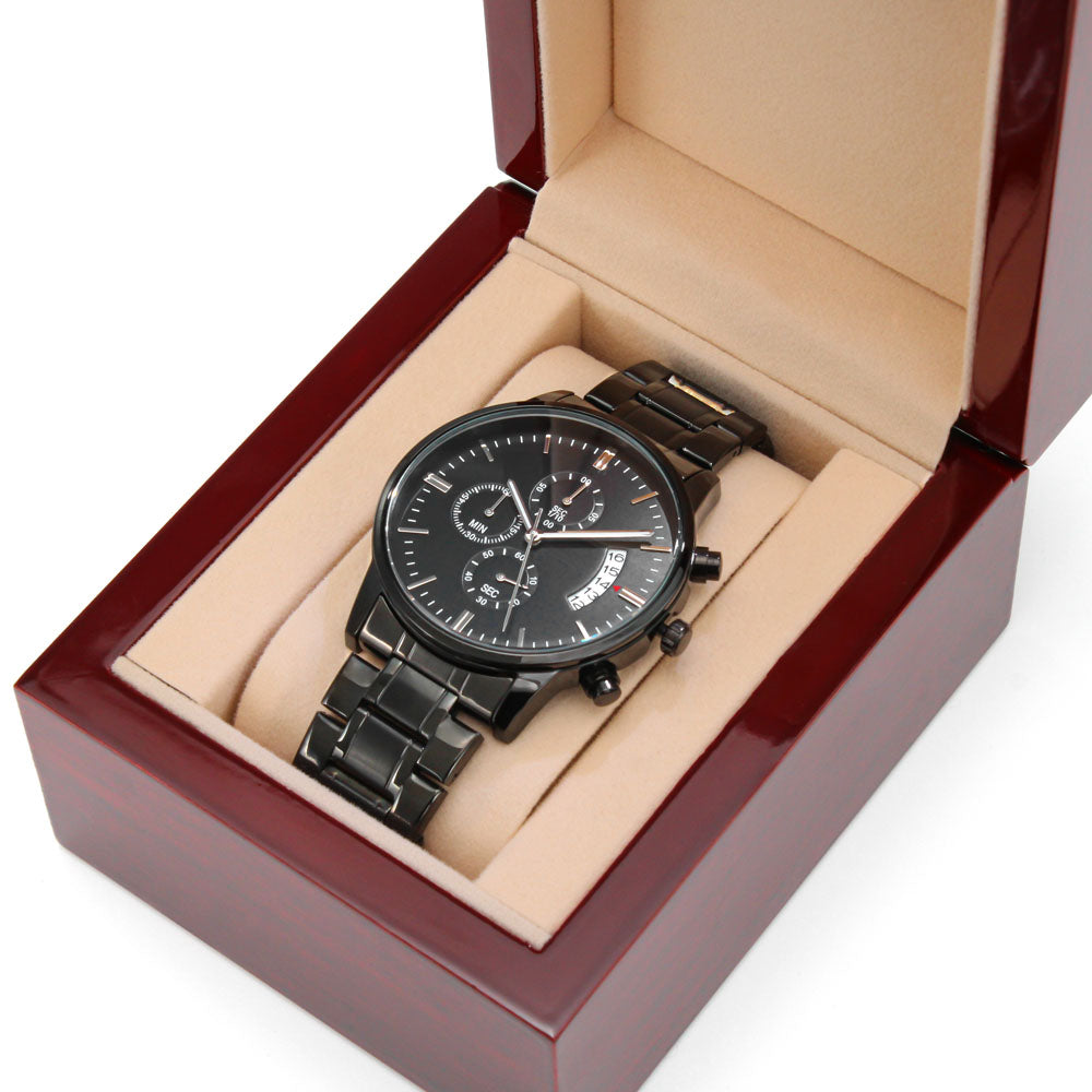 Black Chronograph Watch. Create Your Own Message