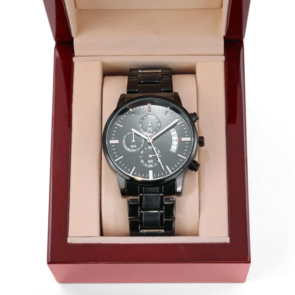 Black Chronograph Watch. Create Your Own Message