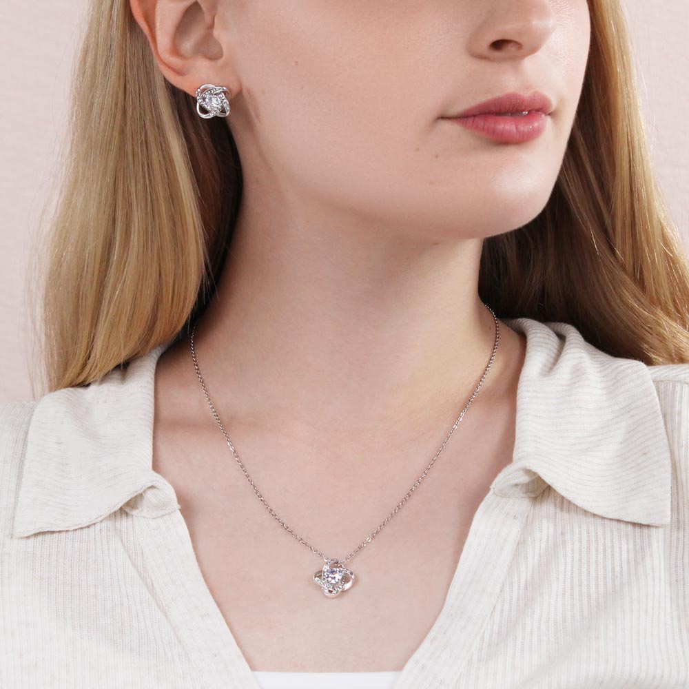 Love Knot Earring & Necklace Set, A Great Gift To Celebrate Your Better Half!