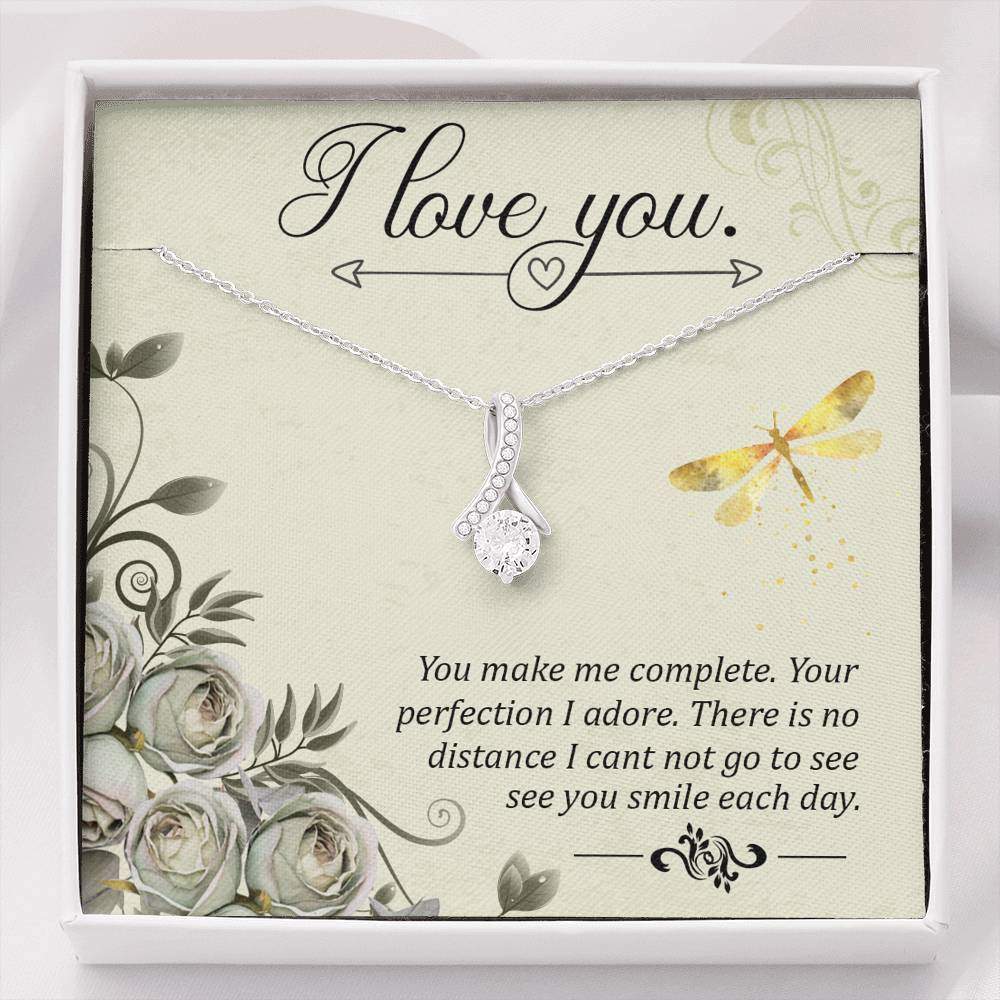 I Love You Delicate Necklace, -White Gold Finish Necklace