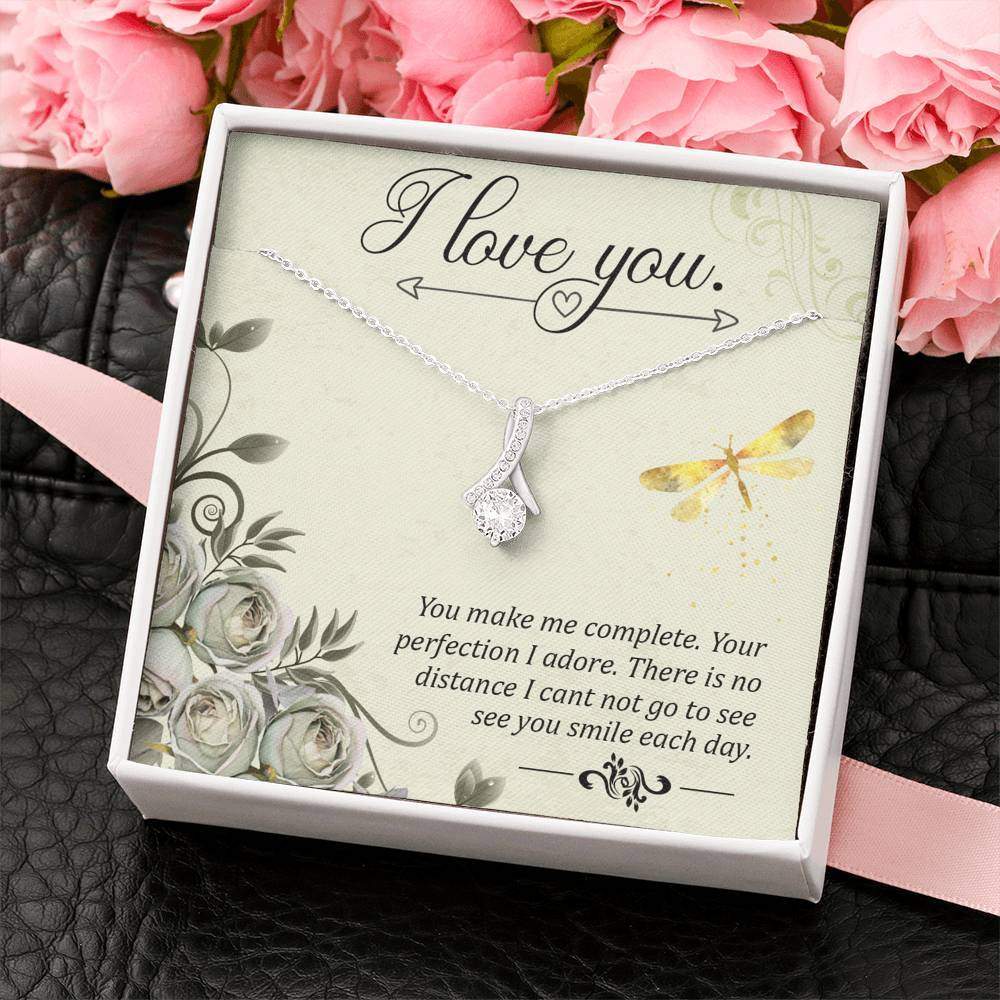I Love You Delicate Necklace, -White Gold Finish Necklace