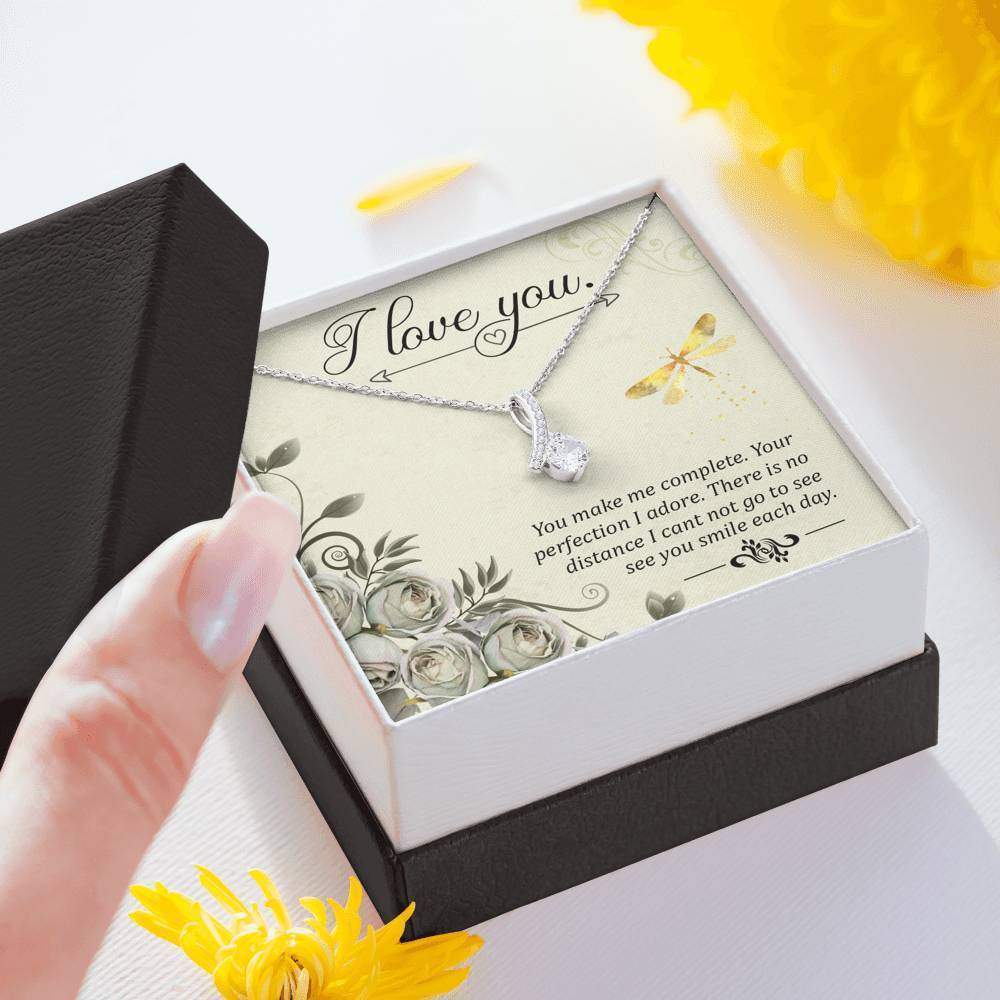 I Love You Delicate Necklace, -White Gold Finish Necklace