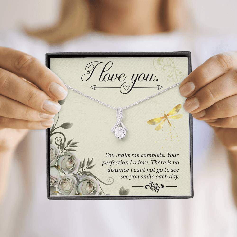 I Love You Delicate Necklace, -White Gold Finish Necklace