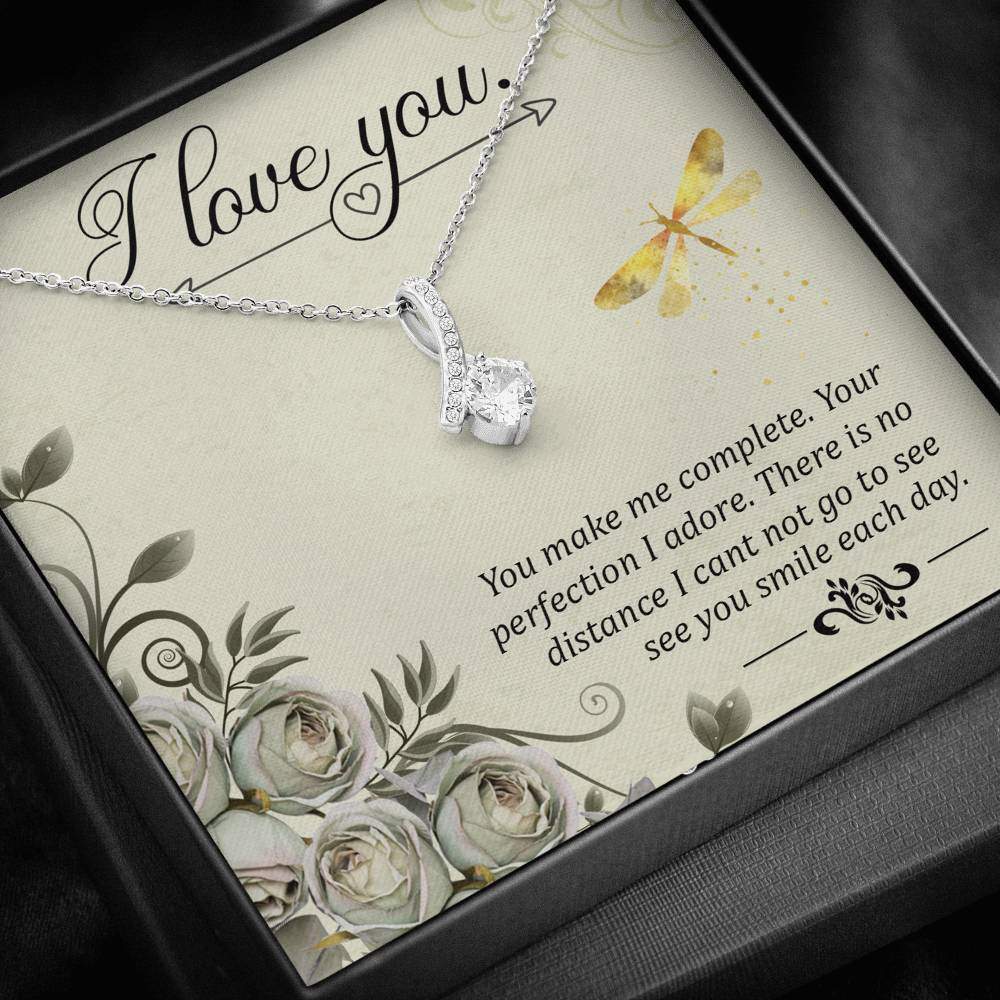 I Love You Delicate Necklace, -White Gold Finish Necklace