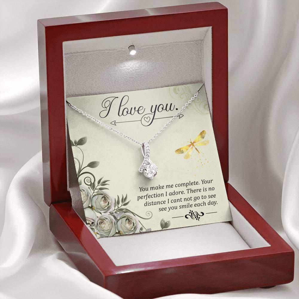I Love You Delicate Necklace, -White Gold Finish Necklace