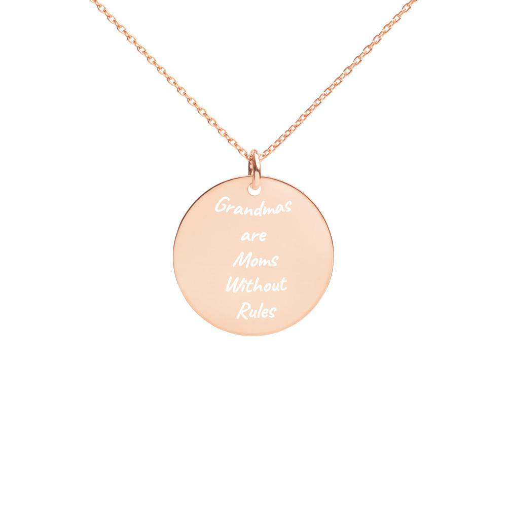 Engraved Silver Disc Necklace-Gold
