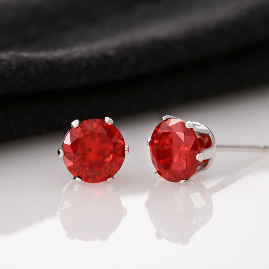 Red Cubic Zirconia White Gold-Dipped Earrings