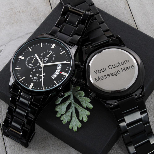 Black Chronograph Watch. Create Your Own Message