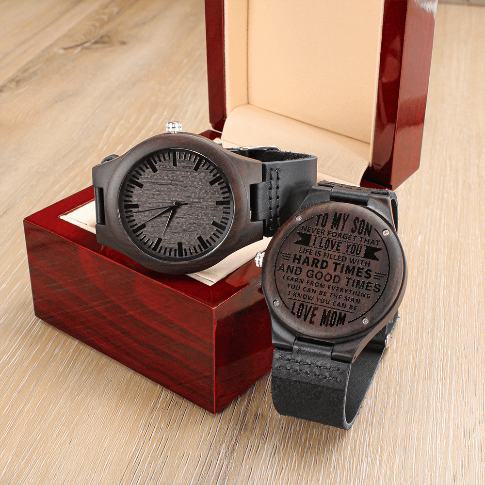 To My Son Engraved Wood Watch A Meaningful Reminder Of His Strength.