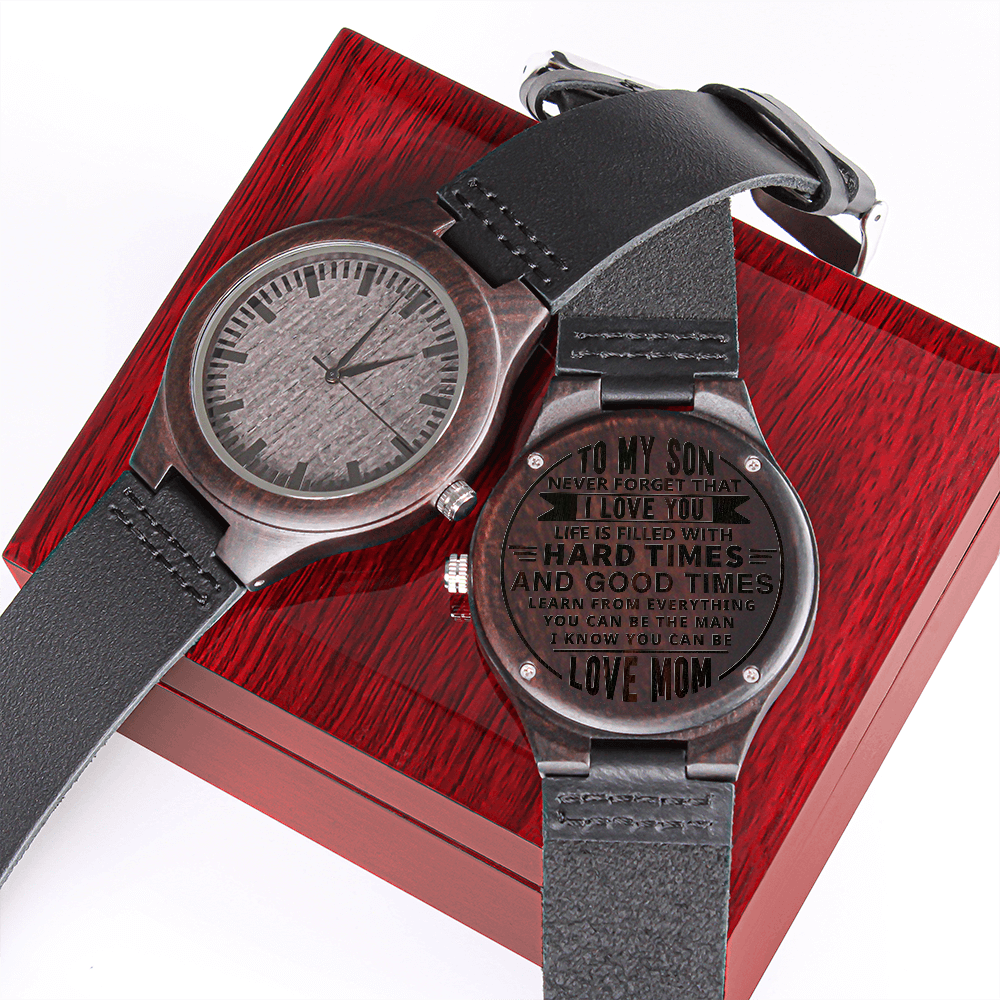 To My Son Engraved Wood Watch A Meaningful Reminder Of His Strength.