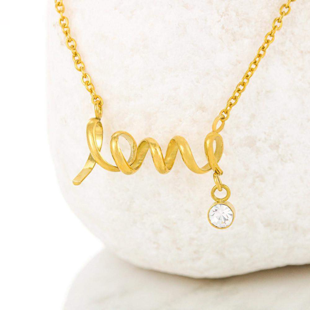 Love Scripted In Cursive Font  Necklace-Gold/Silver