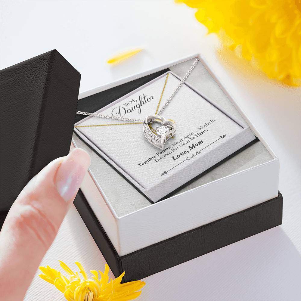 Love Forever-Silver/ Gold Heart and Zirconia Pendant.