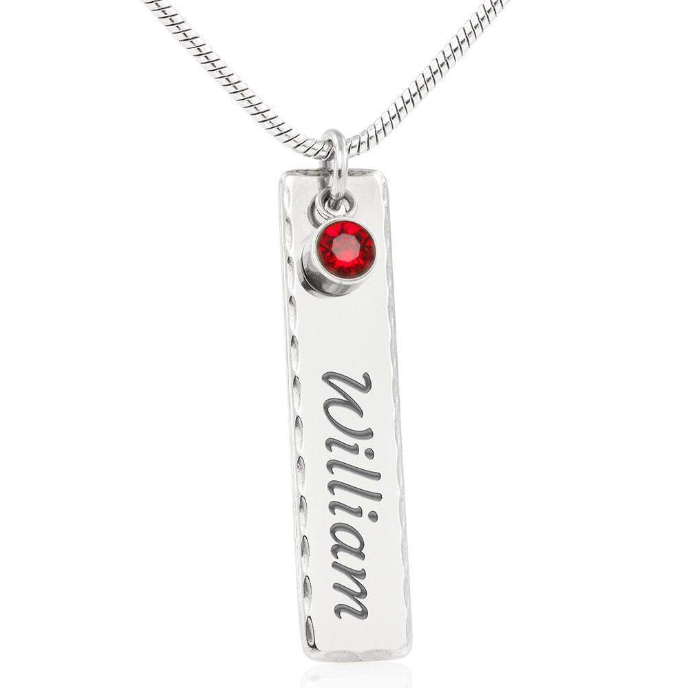 Birthstone Personalized Name Plate Pendant-Silver