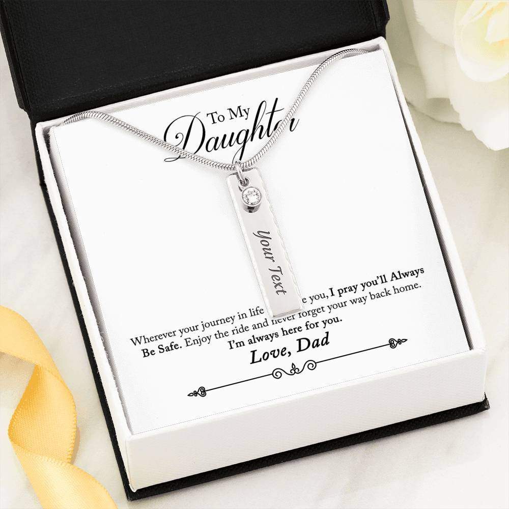 Birthstone Personalized Name Plate Pendant-Silver