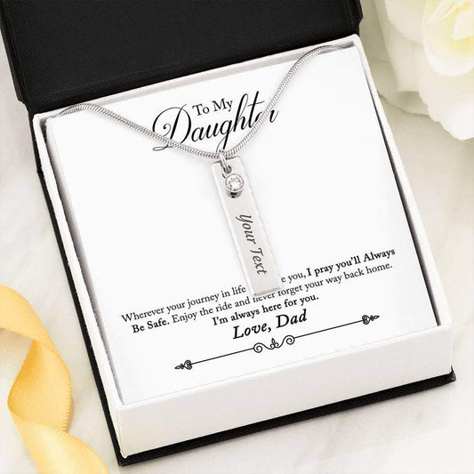 Birthstone Personalized Name Plate Pendant-Silver