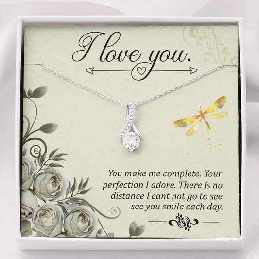 I Love You Delicate Necklace, -White Gold Finish Necklace