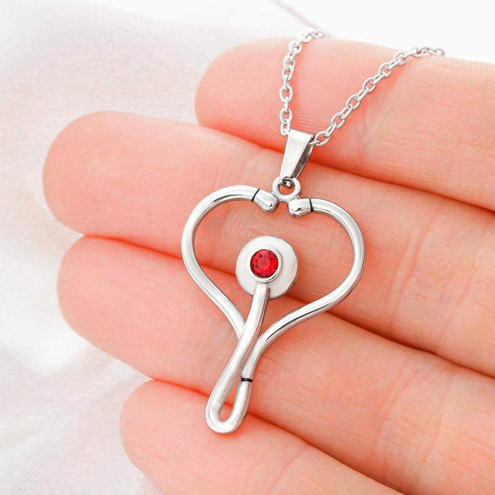 Stethoscope Necklace-Red Swarovski® Crystal