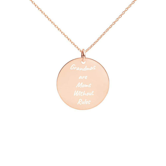 Engraved Silver Disc Necklace-Gold